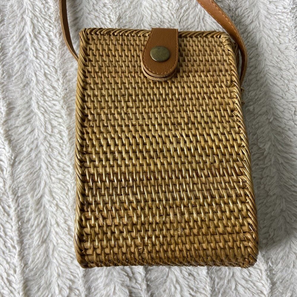 Woven Crossbody Phone Bag in Tan - Picture 2 of 10